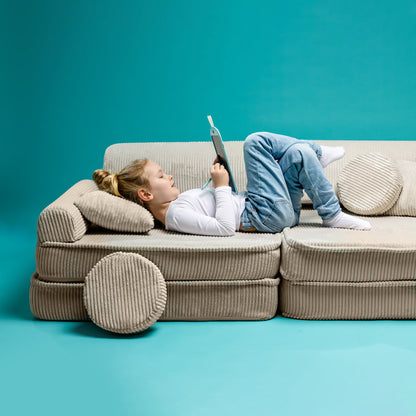 Large Modular Sofa for Kids - Premium Corduroy Powder Pink
