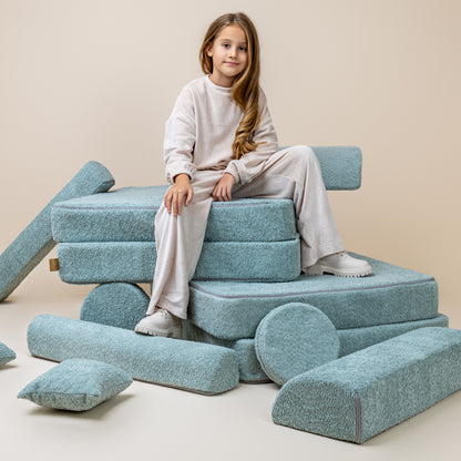 Large Modular Sofa for Kids - Premium Boucle, Fresh Mint