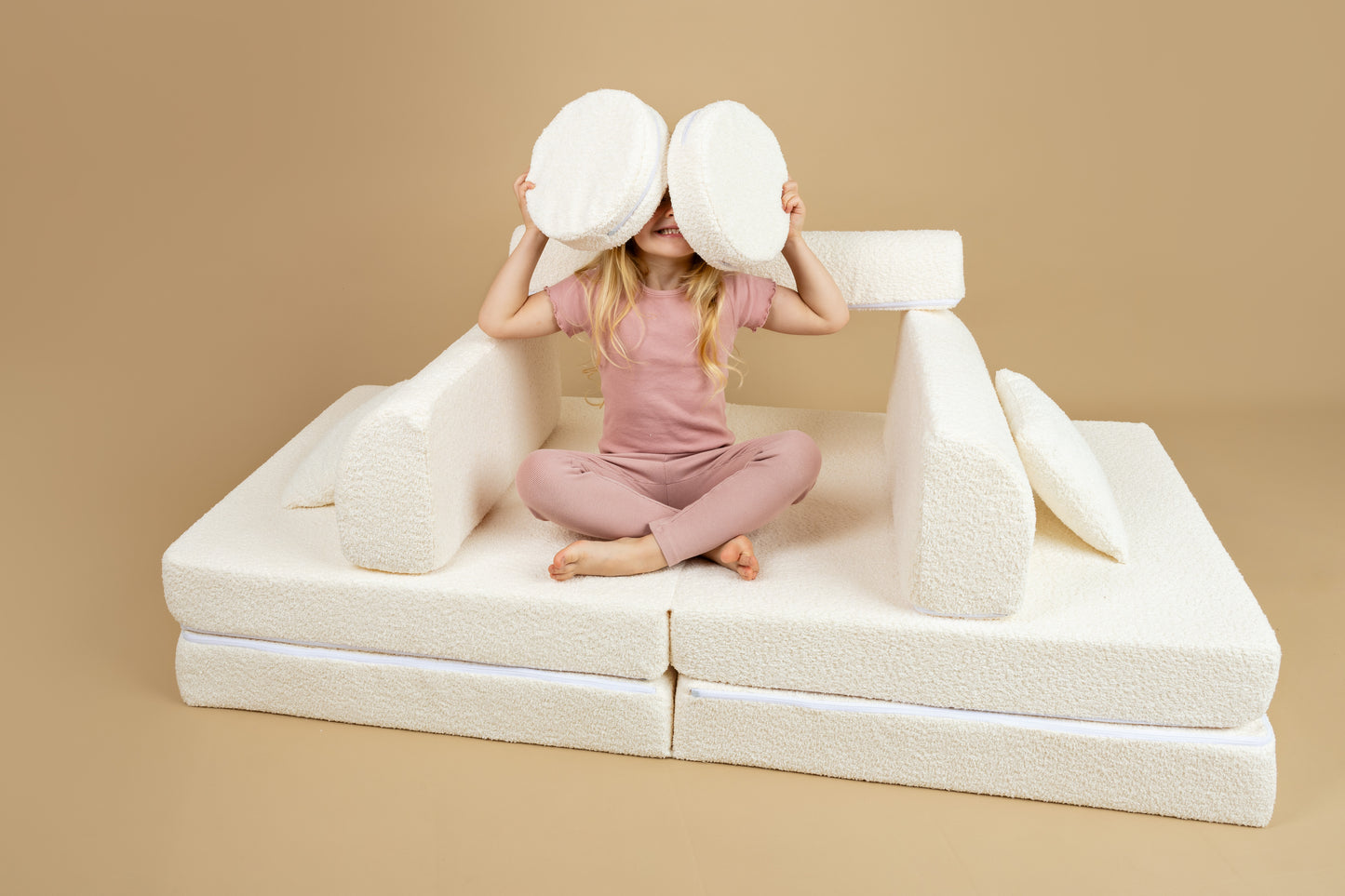 Large Modular Sofa for Kids - Premium Boucle, Fresh Mint