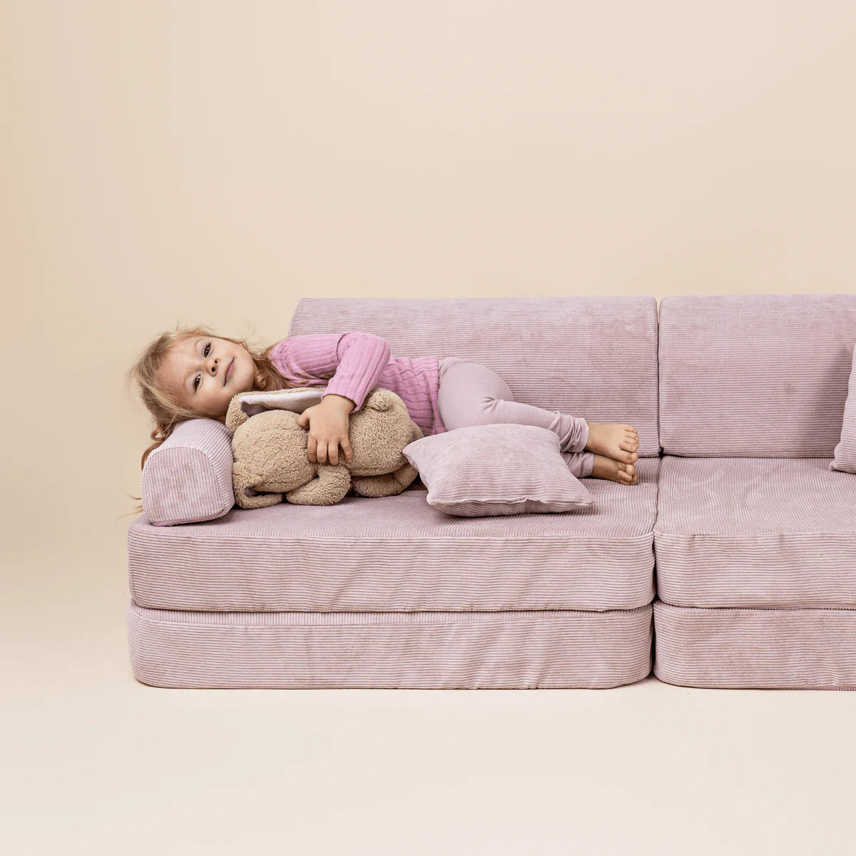 Large Modular Sofa for Kids - Slimcord Corduroy Pink