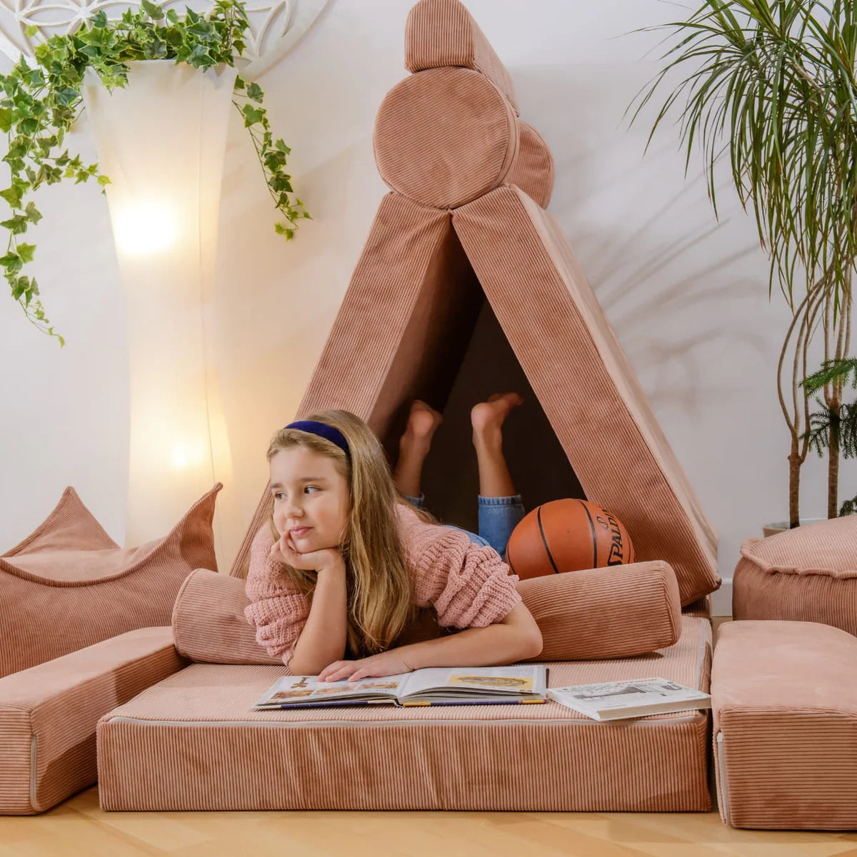 Large Modular Sofa for Kids - Slimcord Corduroy Pink