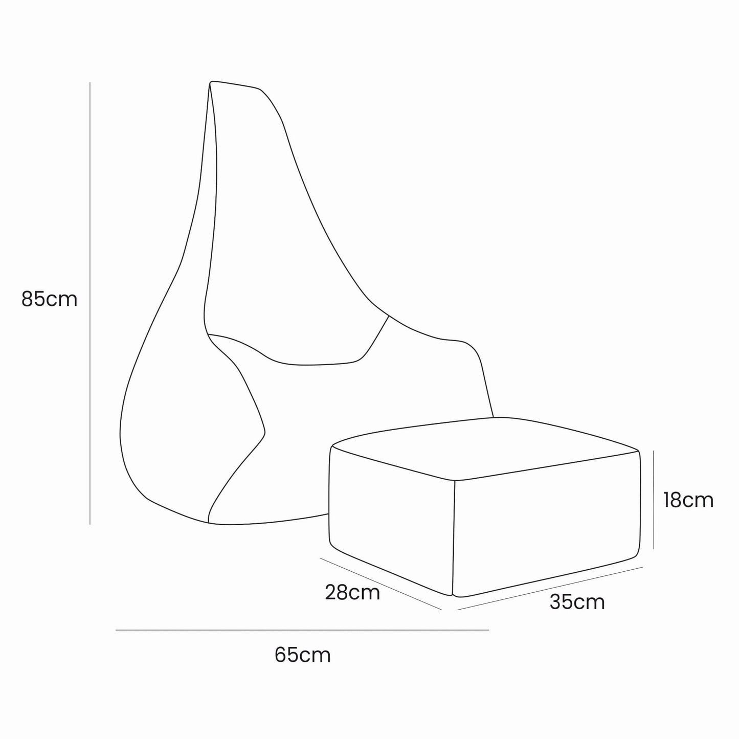 Tearo: Bean Bag + Footrest for Little Loungers - Feather Fog Gray