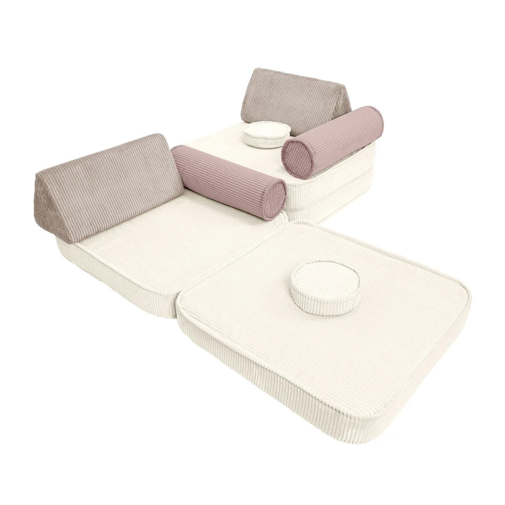 Premium Modular Kids Play Sofa – 8 Elements | Aesthetic Play Sofa Latte Macchiato