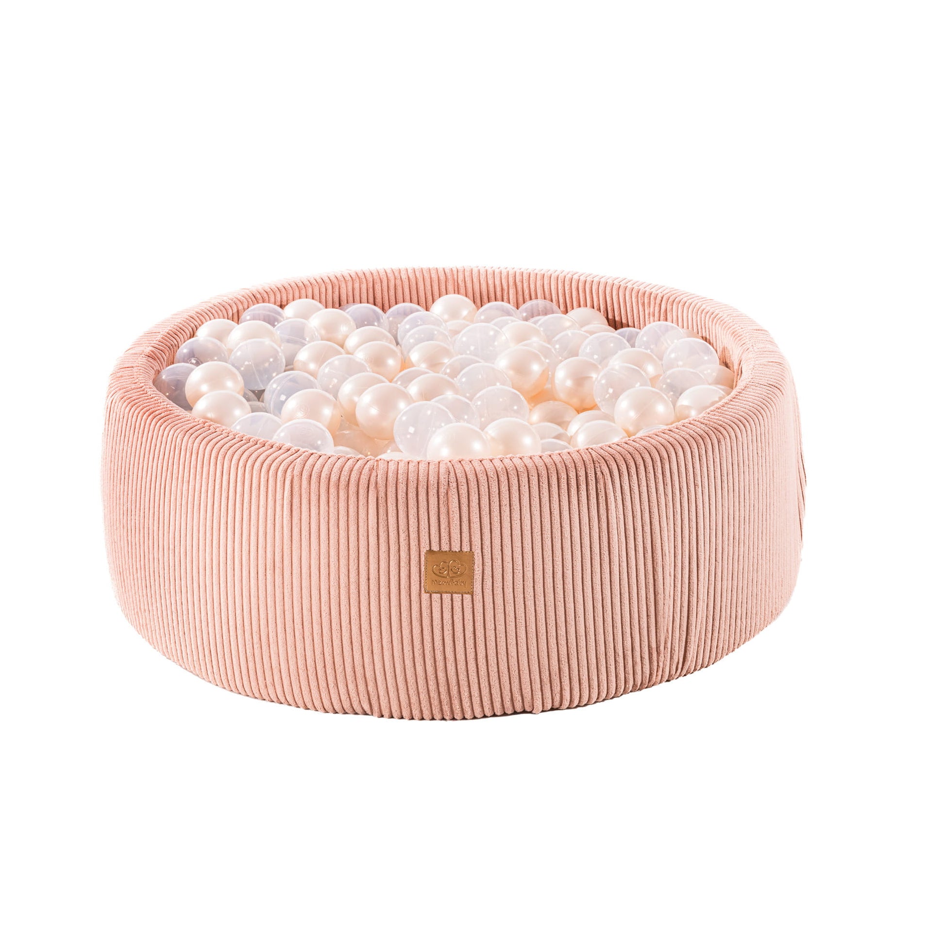 Round Ball Pit With 200 White Balls, 90x30cm - Aesthetic Pink