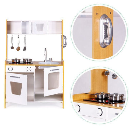 Wooden Play Kitchen with Multimedia Burners