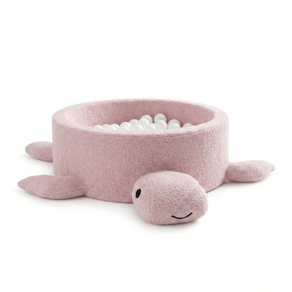 Foam Baby Ball Pit Without Balls - Turtle Raspberry Glaze Pink Boucle