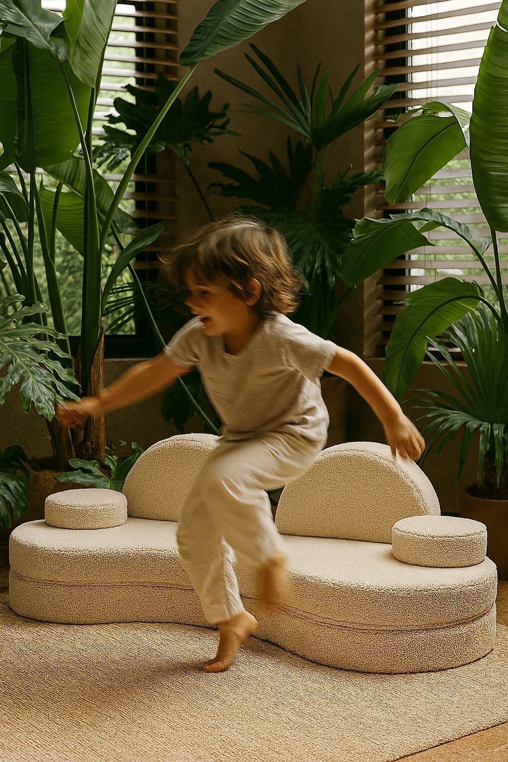 MeowBaby® Modular Sofa Coccolo for Kids – 6 Piece, Bearly Off-White